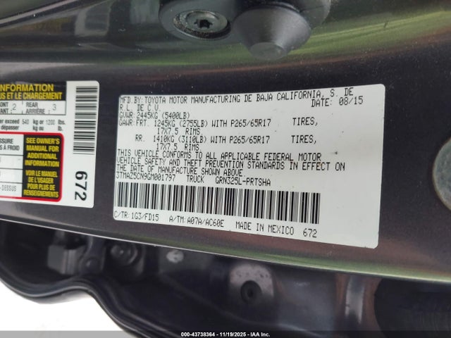 3TMAZ5CN9GM001797 Toyota Tacoma Sr5 V6