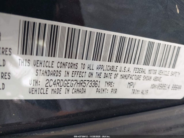 2C4RDGEG7HR573361 Dodge Grand Caravan Gt