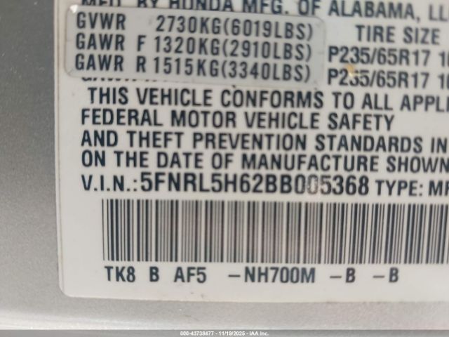 2011 HONDA ODYSSEY 5FNRL5H62BB005368 Photo 8