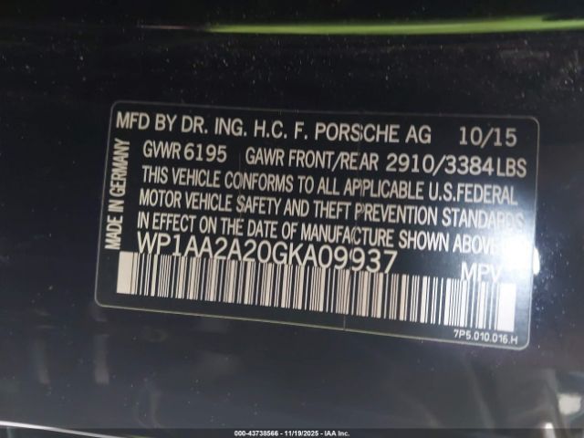 2016 PORSCHE CAYENNE WP1AA2A20GKA09937 Photo 8