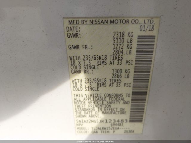 2018 NISSAN MURANO 5N1AZ2MG5JN123483 Photo 8