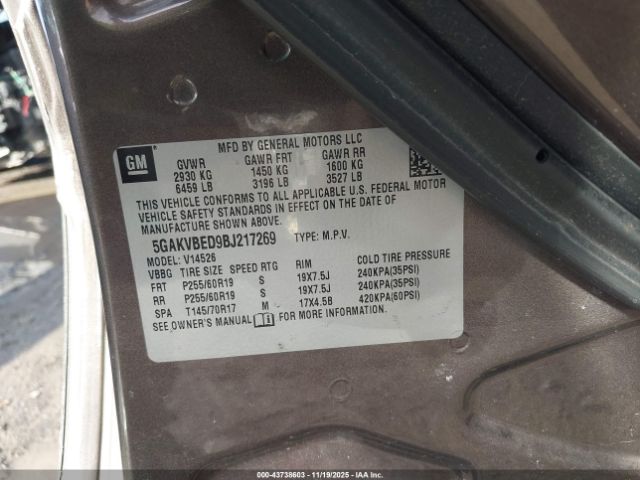 2011 BUICK ENCLAVE 5GAKVBED9BJ217269 Photo 8