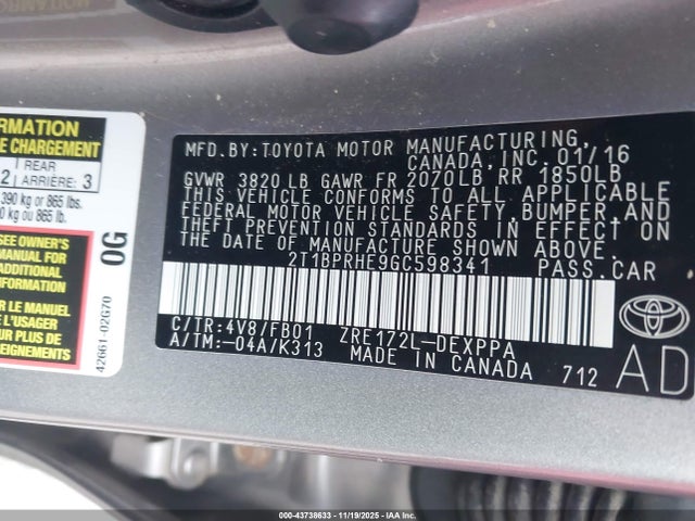 Toyota Corolla Le Plus 2016 2T1BPRHE9GC598341 Image 9
