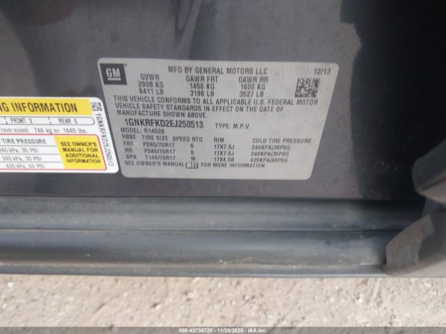 2014 CHEVROLET TRAVERSE 1GNKRFKD2EJ250513 Photo 8