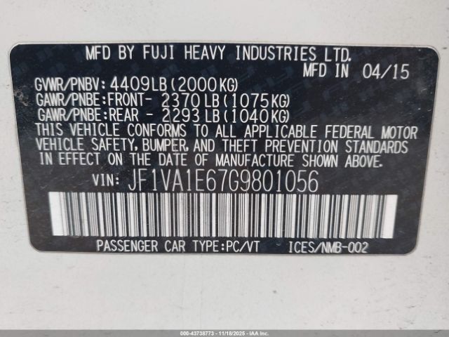 2016 SUBARU WRX JF1VA1E67G9801056 Photo 8