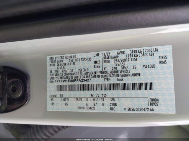 2023 FORD F-150 1FTFW1E80PFA23427 Photo 8