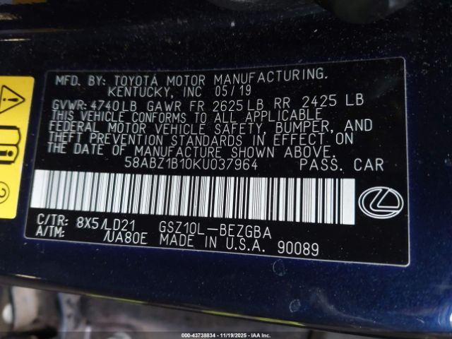 2019 LEXUS ES 350 58ABZ1B10KU037964 Photo 8