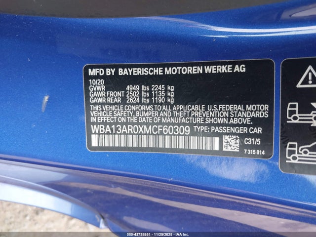 2021 BMW M440I WBA13AR0XMCF60309 Photo 8