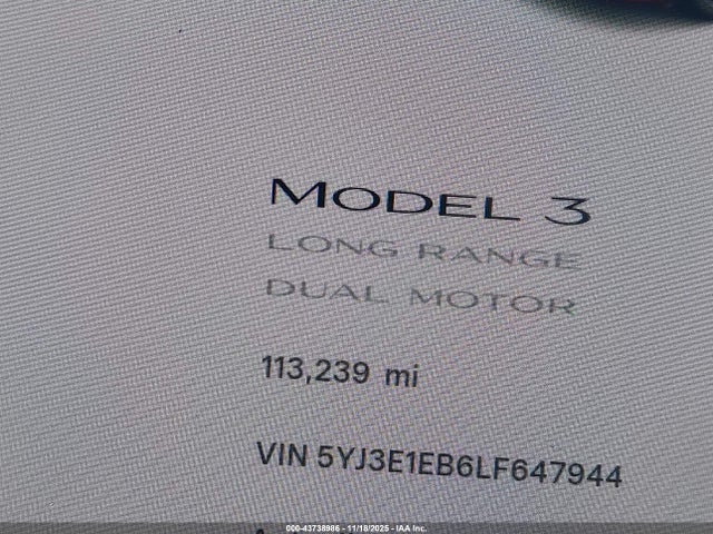 2020 TESLA MODEL 3 5YJ3E1EB6LF647944 Photo 6