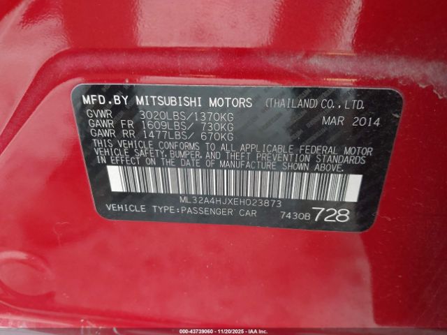 2014 MITSUBISHI MIRAGE ML32A4HJXEH023873 Photo 8