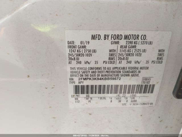 2019 FORD EDGE 2FMPK3K94KBB59672 Photo 8