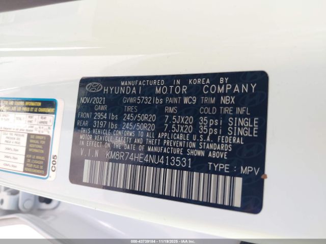 2022 HYUNDAI PALISADE KM8R74HE4NU413531 Photo 8