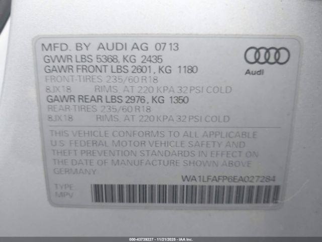 2014 AUDI Q5 WA1LFAFP6EA027284 Photo 8
