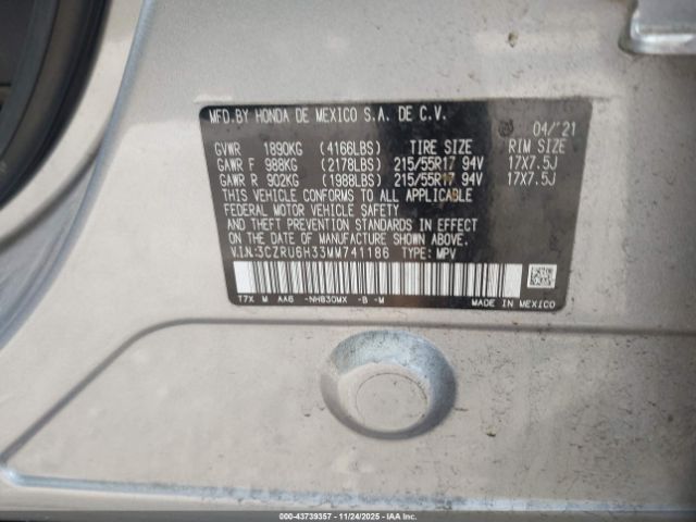 2021 HONDA HR-V 3CZRU6H33MM741186 Photo 8