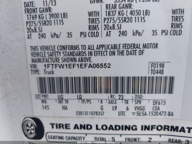 2014 FORD F-150 1FTFW1EF1EFA06552 Photo 8