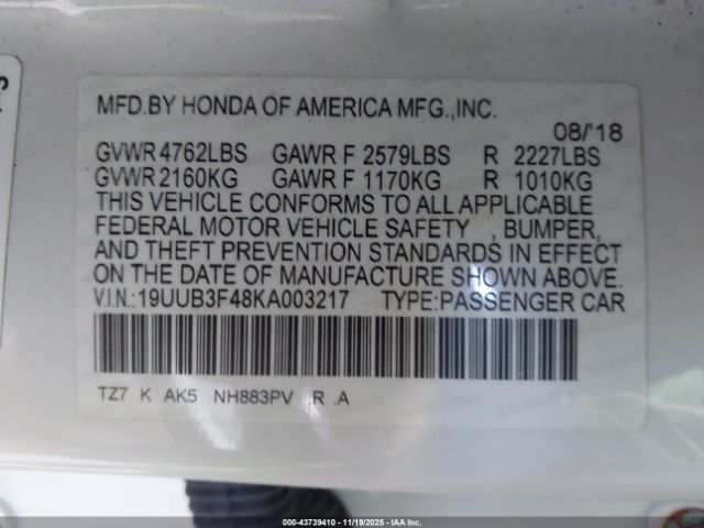 2019 ACURA TLX 19UUB3F48KA003217 Photo 8