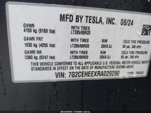 2024 TESLA CYBERTRUCK 7G2CEHEEXRA029290 Photo 8