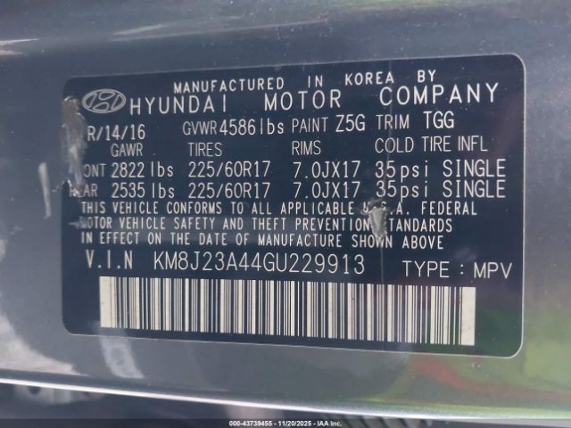 2016 HYUNDAI TUCSON KM8J23A44GU229913 Photo 8