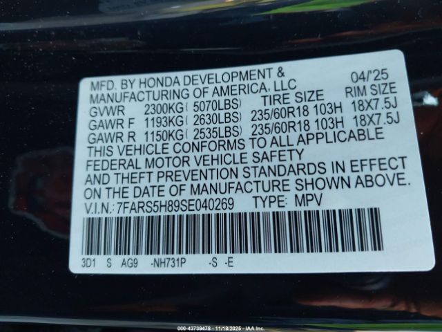 2025 HONDA CR-V HYBRID 7FARS5H89SE040269 Photo 8