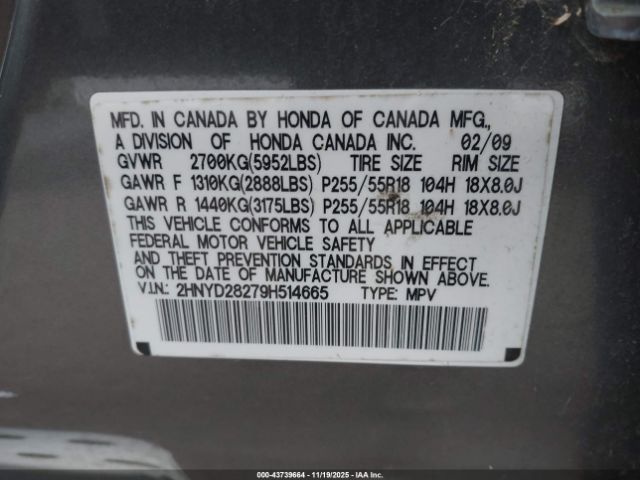 2009 ACURA MDX 2HNYD28279H514665 Photo 8