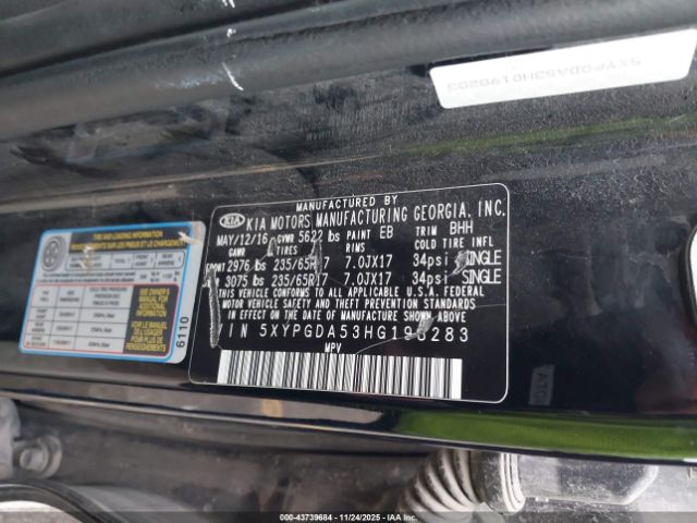 2017 KIA SORENTO 5XYPGDA53HG198283 Photo 8