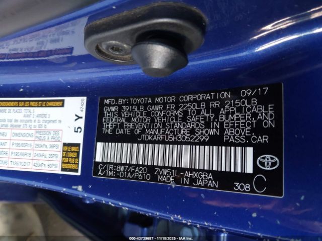 2017 TOYOTA PRIUS JTDKARFU5H3052299 Photo 8