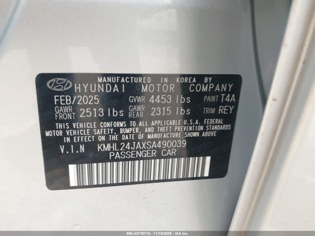 Продаж на аукціоні авто 2025 Hyundai Sonata Se, vin: KMHL24JAXSA490039, номер лоту: 43739710