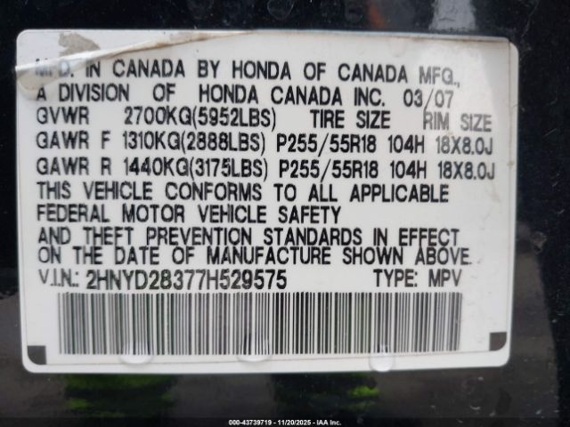 2007 ACURA MDX 2HNYD28377H529575 Photo 8