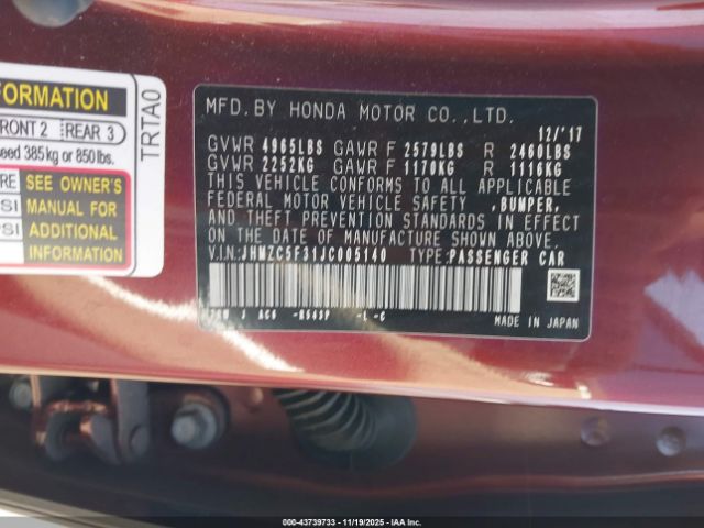 2018 HONDA CLARITY PLUG-IN HYBRID JHMZC5F31JC005140 Photo 8