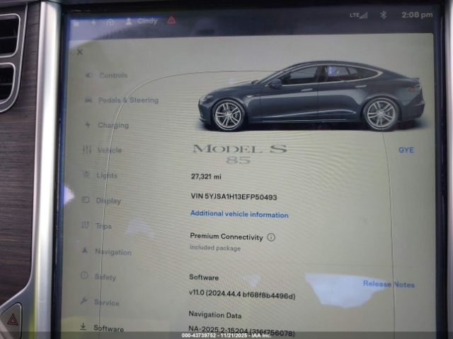 2014 TESLA MODEL S 5YJSA1H13EFP50493 Photo 6