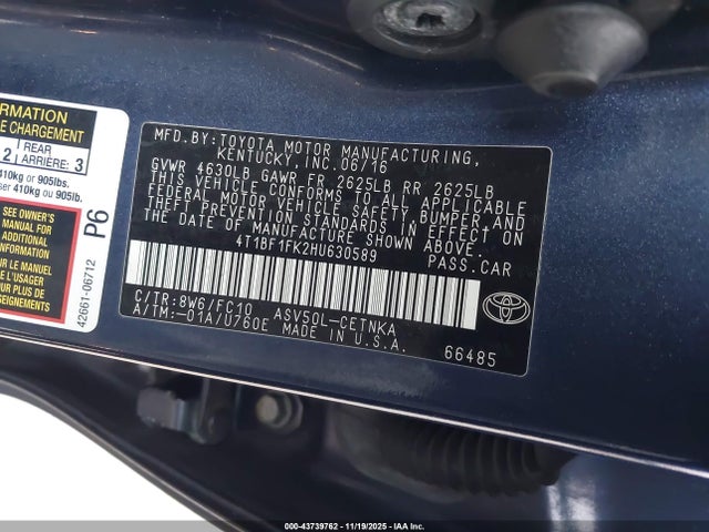 4T1BF1FK2HU630589 Toyota CAMRY LE