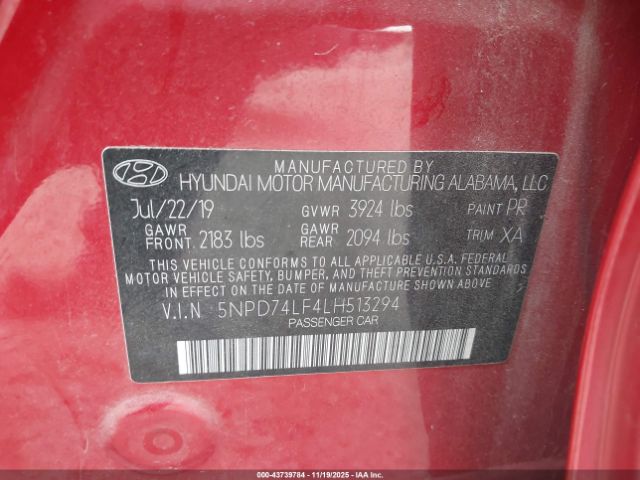 2020 HYUNDAI ELANTRA 5NPD74LF4LH513294 Photo 8