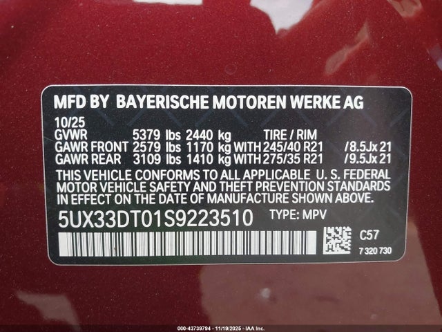 2025 BMW X4 5UX33DT01S9223510 Photo 8