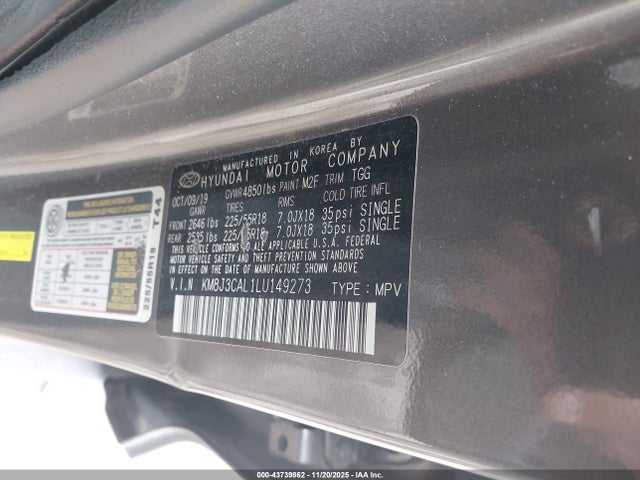 Hyundai TUCSON SEL 2020 KM8J3CAL1LU149273 Image 9