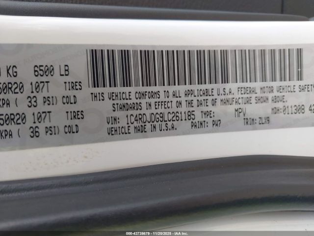 2020 DODGE DURANGO 1C4RDJDG9LC261185 Photo 8