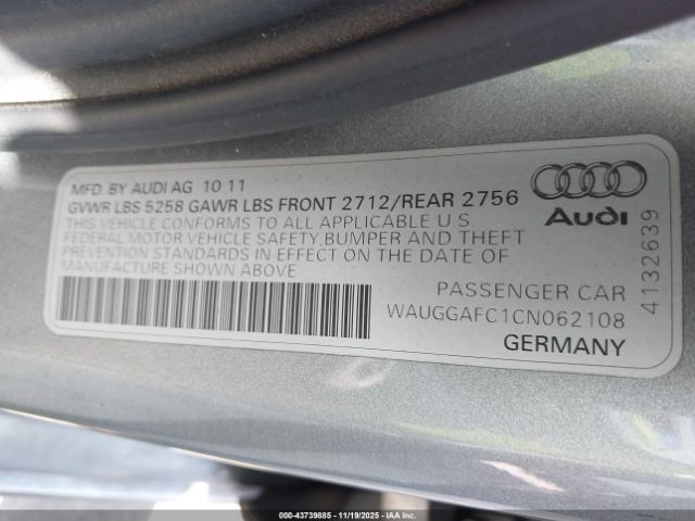 2012 AUDI A6 WAUGGAFC1CN062108 Photo 8
