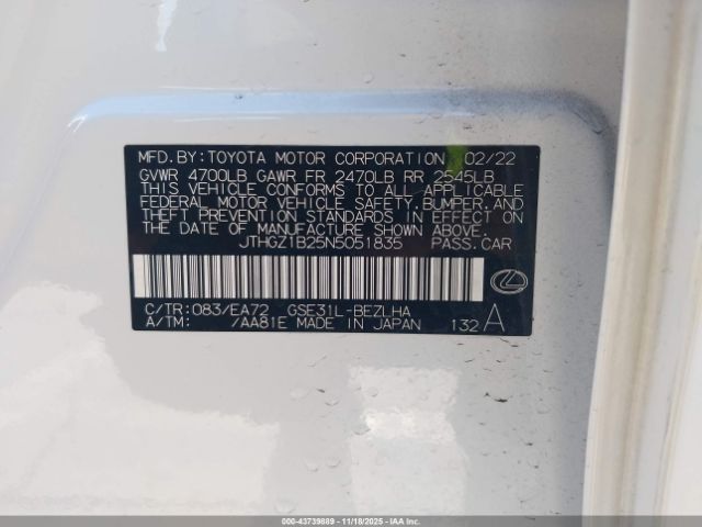 2022 LEXUS IS 350 JTHGZ1B25N5051835 Photo 8