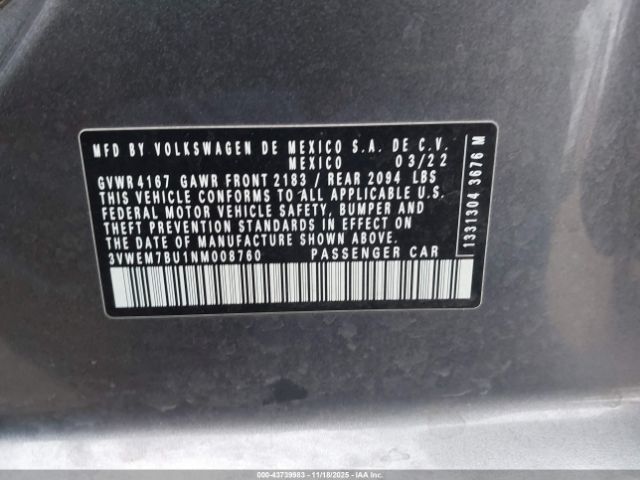 2022 VOLKSWAGEN JETTA 3VWEM7BU1NM008760 Photo 8