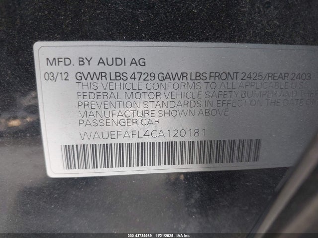2012 AUDI A4 WAUEFAFL4CA120181 Photo 8