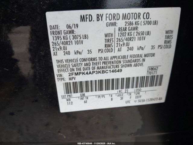 2019 FORD EDGE 2FMPK4AP3KBC14649 Photo 8