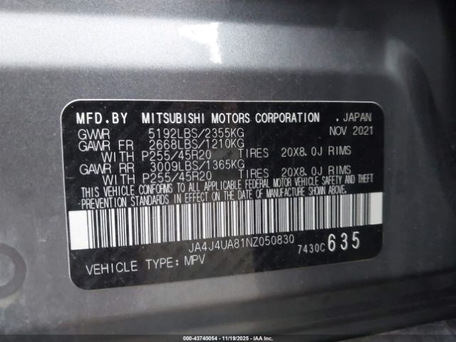 2022 MITSUBISHI OUTLANDER JA4J4UA81NZ050830 Photo 8