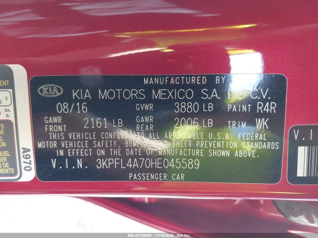 KIA FORTE S 2017 3KPFL4A70HE045589 Image 9