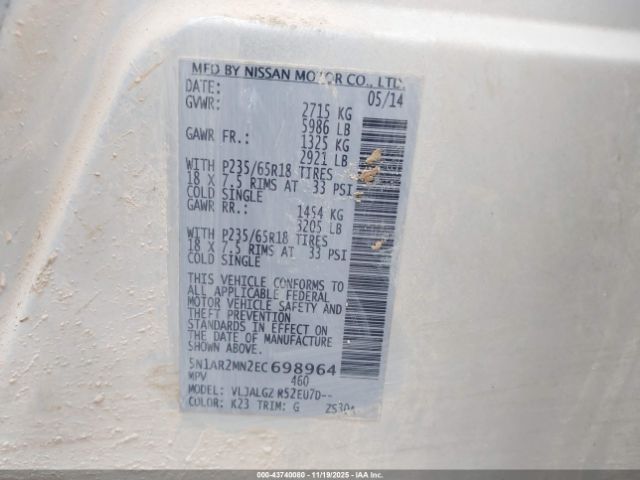 2014 NISSAN PATHFINDER 5N1AR2MN2EC698964 Photo 8