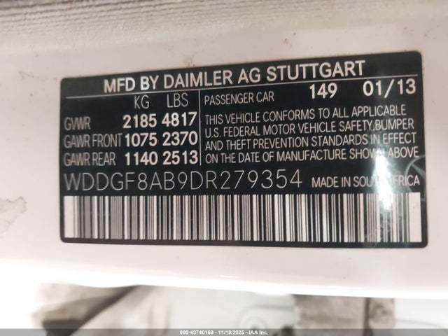 Aukcja sprzedaży 2013 Mercedes-benz C 300 Sport 4matic, vin: WDDGF8AB9DR279354, numer aukcji: 43740169
