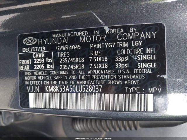 2020 HYUNDAI KONA KM8K53A50LU528037 Photo 8