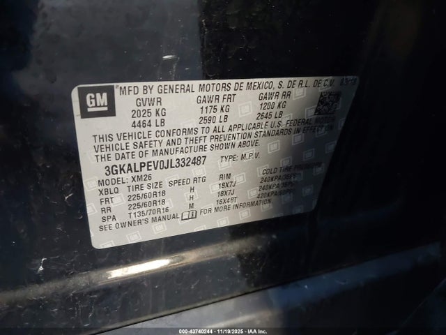3GKALPEV0JL332487 GMC Terrain Slt