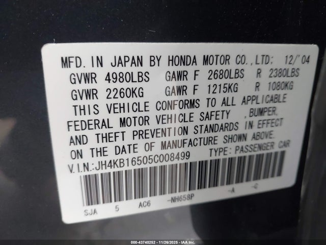 2005 ACURA RL JH4KB16505C008499 Photo 8