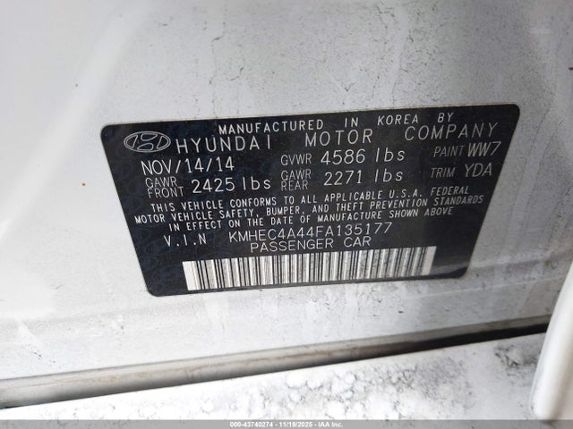 Hyundai dohc mpi theta ii 2015 KMHEC4A44FA135177 Image 9