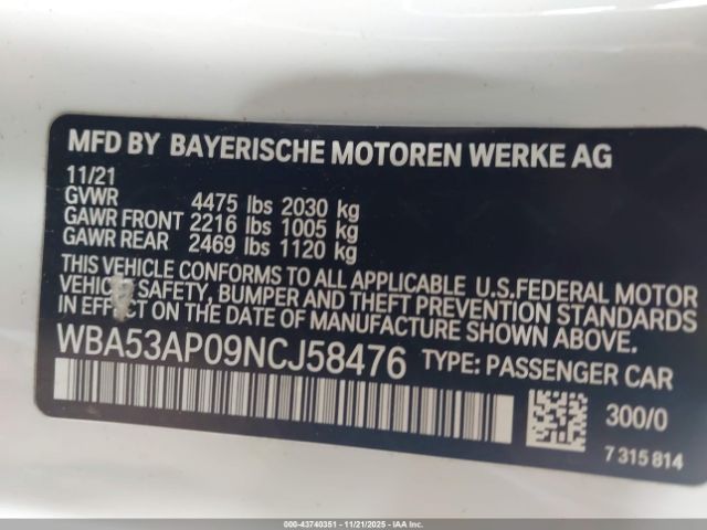 2022 BMW 430I WBA53AP09NCJ58476 Photo 8