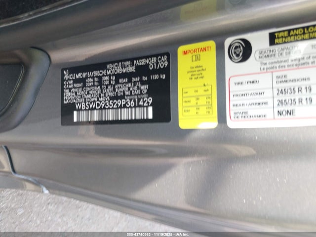 2009 BMW M3 WBSWD93529P361429 Photo 8